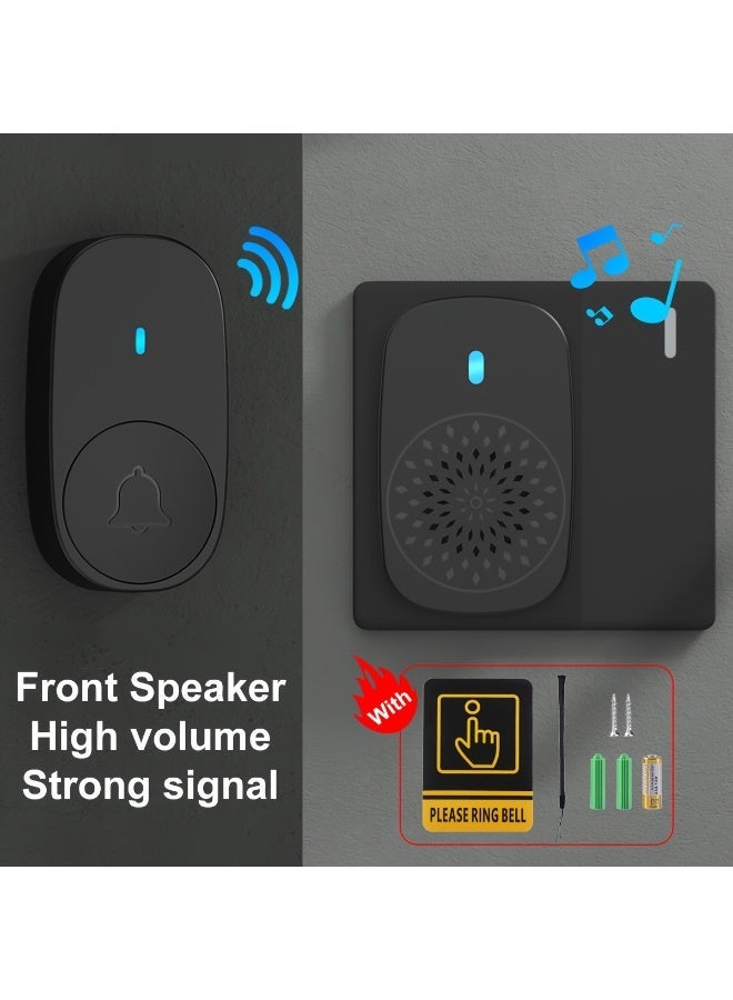 Chabeia Doorbell kit, plug-in receiver with a 1050-foot range, 5 volume levels, 38 ringtones, LED flashing light, easy to install and use（Black） - Image 1